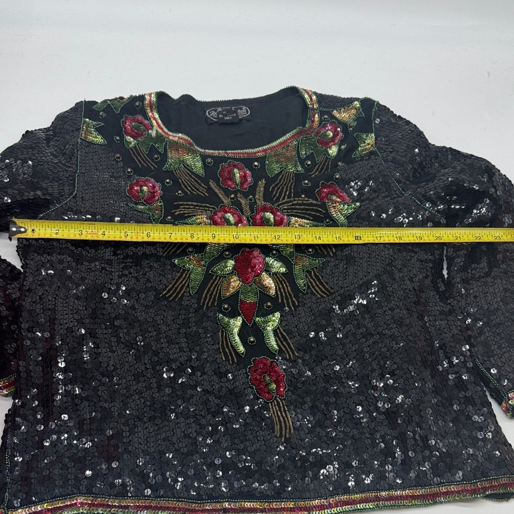 Joseph Le Bon Embroidered Black Red Sequin Top - Picture 9 of 10